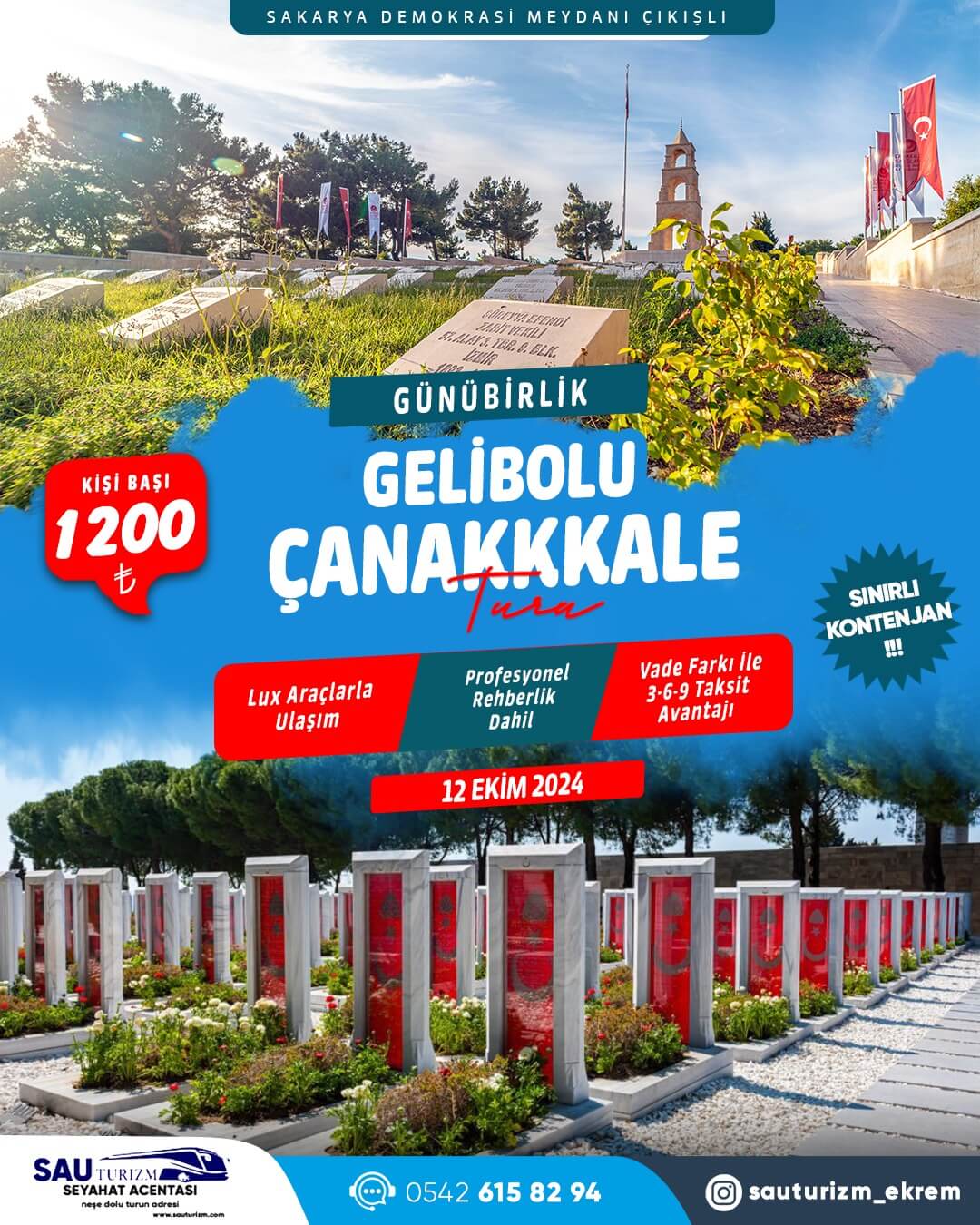 Sakarya Çıkışlı Günübirlik Gelibolu Çanakkale Turu 12 Ekim 2024