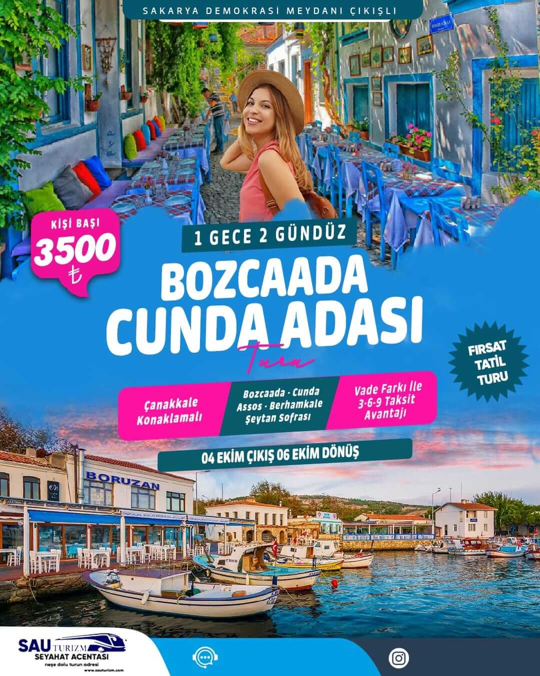 Sakarya Çıkışlı Konaklamalı Bozcaada Cunda Adası Turu 04-06 Ekim