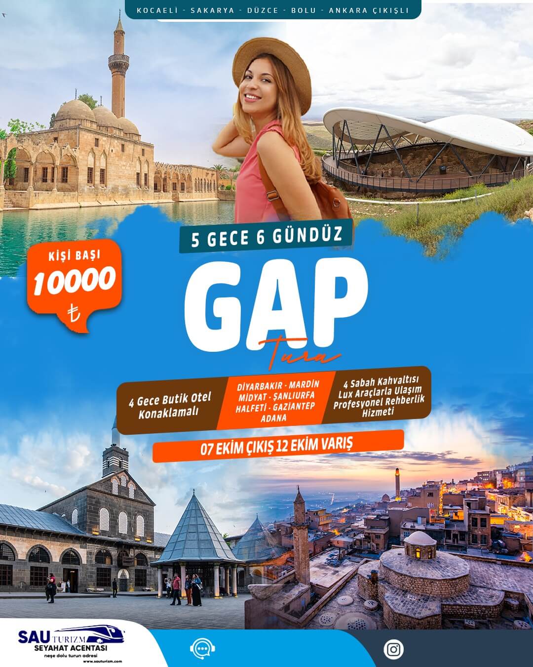 Sakarya Çıkışlı Konaklamalı GAP Turu 07-12 Ekim