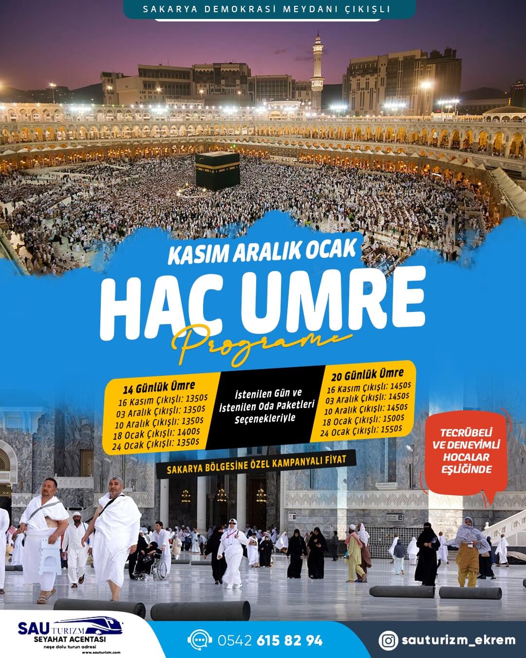 Sakarya Çıkışlı Konaklamalı Hac - Umre Programı