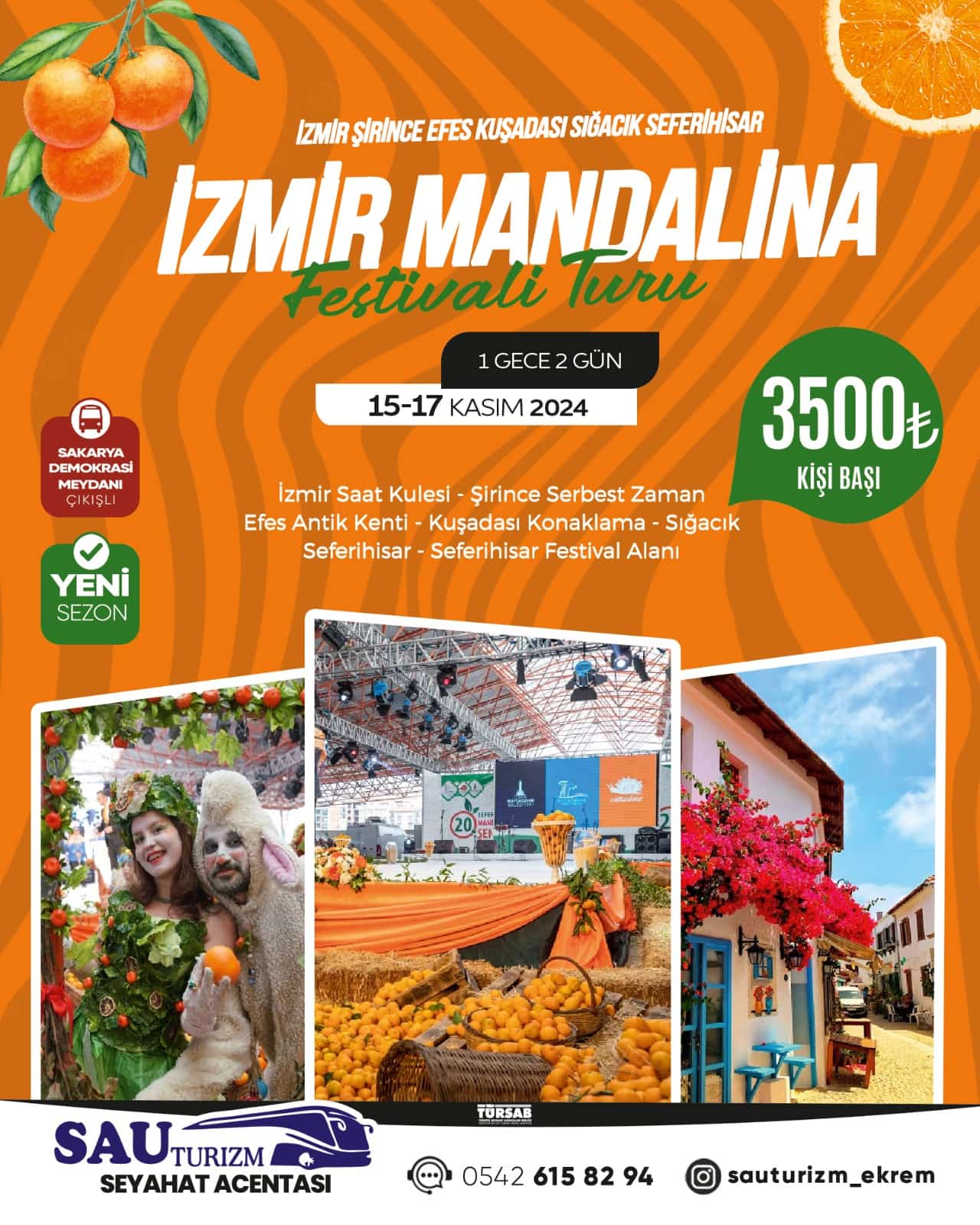 Sakarya Çıkışlı Konaklamalı İzmir Mandalina Festivali Turu