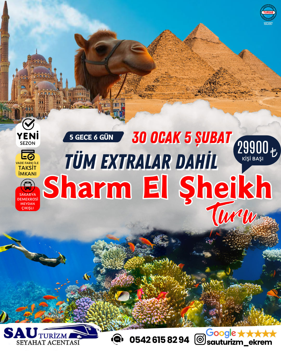 Sakarya Çıkışlı Konaklamalı Sharm El Sheikh Turu 